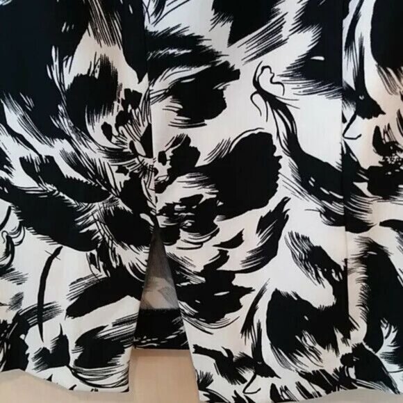 Jessica Howard Dress Black White Abstract Print Sleeveless Back Slit Size 8 - Picture 3 of 6
